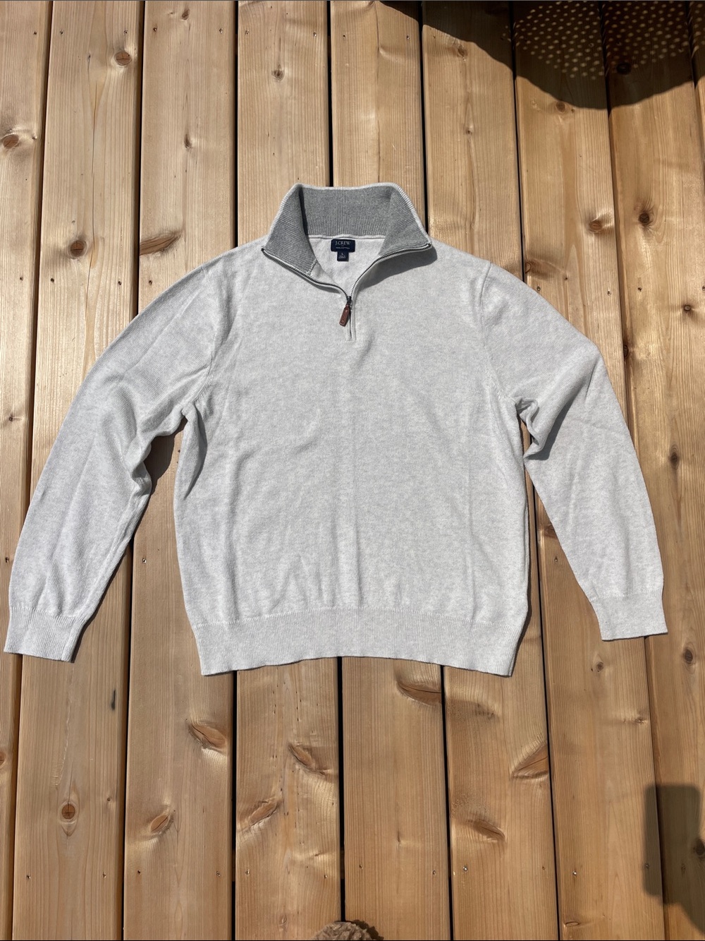 J. Crew Men's Light Gray 1/4 Zip  Mock Collar Sweater